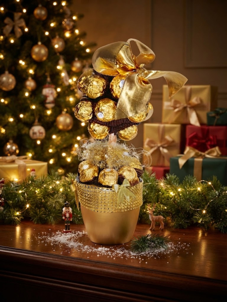 Handgemachter Rocher-Baum in Gold